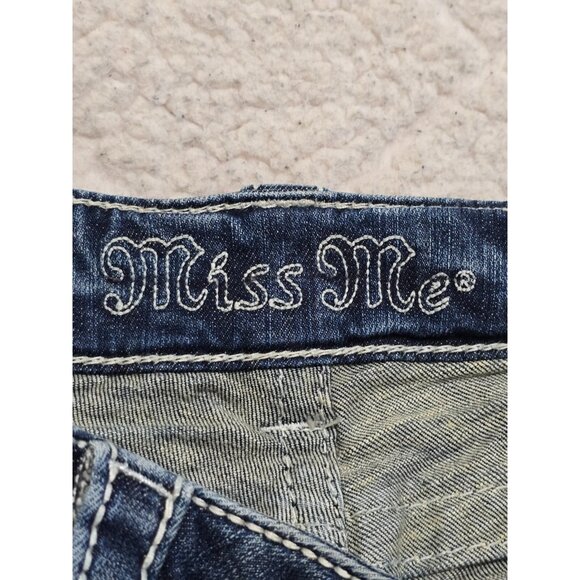 Miss Me Womens Blue Denim Cut Off Shorts Raw Hem Low Rise 5 Pockets Size 26 - Picture 7 of 12